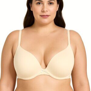 Lane Bryant Cacique Cotton Boost Plunge Bra Size 40D Beige